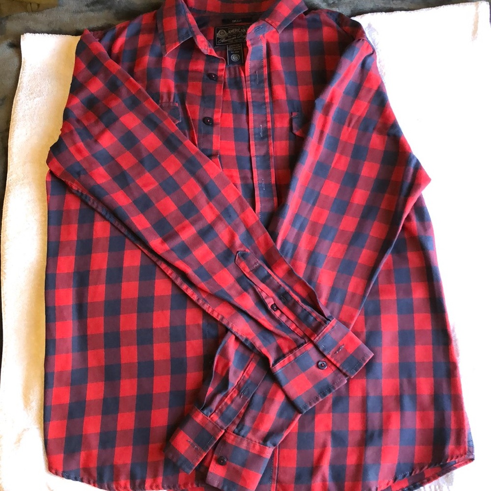 American Rag Red/Blue Plaid Button-Down